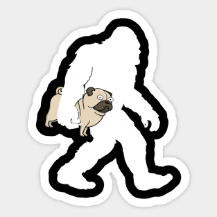 Funny BigFoot Pug Dog Dogs Dogfather Christmas Xmas X-Mas Design Gift Idea Sticker